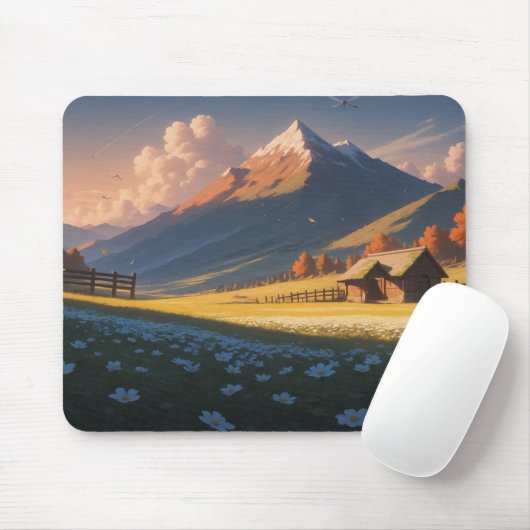 Ergonomic Mountain Landscape Mouse Pad with Wrist  Mousepad (Mit Mouse)