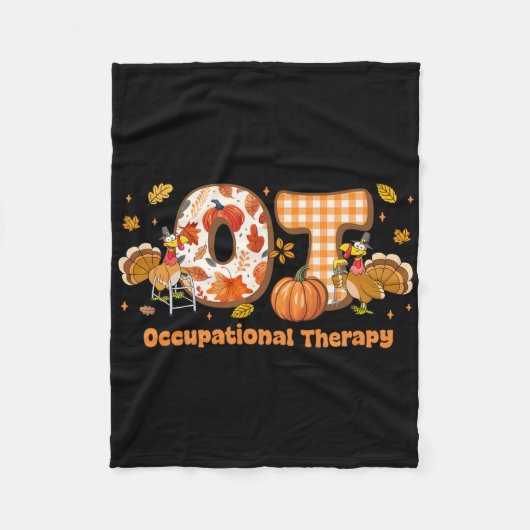 Ergotherapie Groovy Truthahn Herbst Erntedankfest Fleecedecke (Vorderseite)