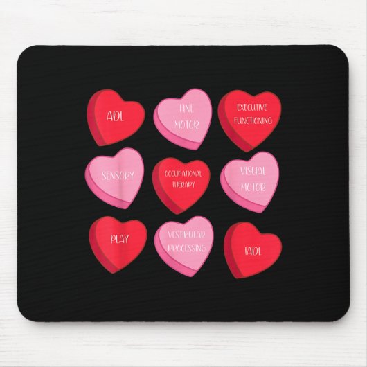 Ergotherapie Herz Candy Valentinstag Ot Mousepad (Vorne)