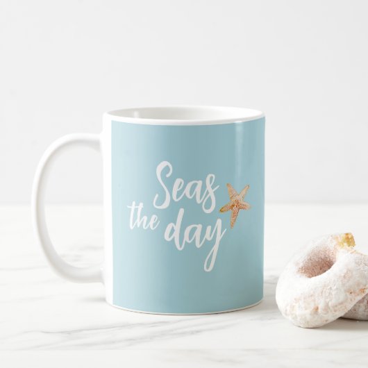 Ergreife den Tag Starfish Strand Kaffeetasse (Mit Donut)