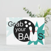 Ergreifen Sie Ihre Bälle u. lassen Sie uns gehen Einladung (Stehend Vorderseite)