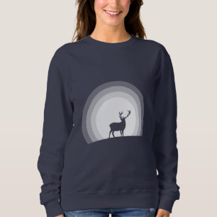 Erhabene Hirsch-Silhouette unter Mondlicht Sweatshirt