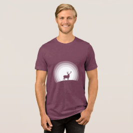 Erhabene Hirsch-Silhouette unter Mondlicht Tri-Blend Shirt