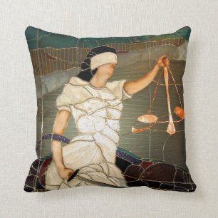 Erhabene Lady Justice im Buntglasdesign Kissen