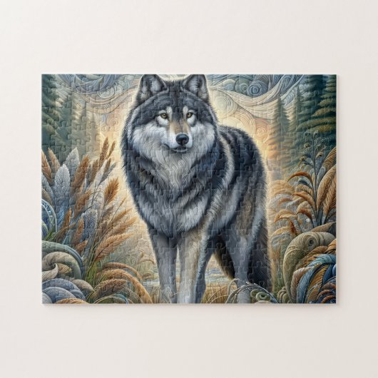 Erhabener Grauwolf Puzzle (Horizontal)