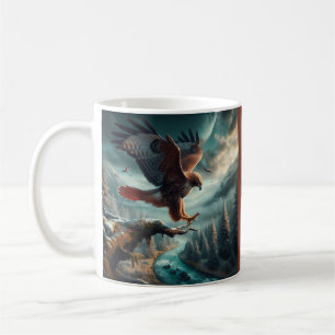 Erhabener Rotschwanzbussard im Flug Kaffeetasse