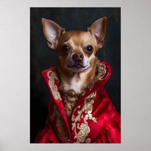 Erhabenes Chihuahua-Porträt, Vintage-Hundekunst Poster