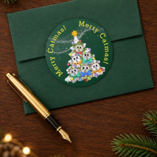 Erhabenes Fröhliches Katzmas! Runder Aufkleber