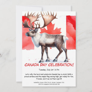 Erhabenes Karibu & kanadische Flagge   Canada Day Einladung