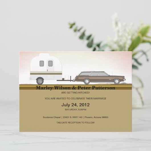 Erhalten hitched! einladung (Stehend Vorderseite)