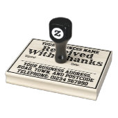 Erhalten mit einem Dank mit Name, Adresse. Empfang Gummistempel (Stempel)