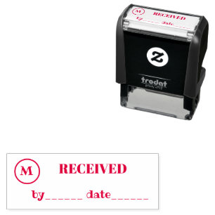 ERHALTEN Name Datum Monogramm Rote Tinte Geschäft Permastempel