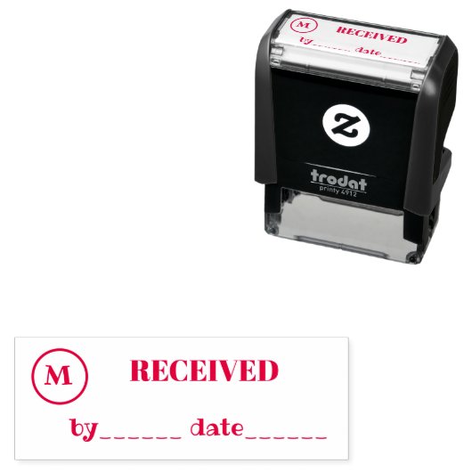 ERHALTEN Name Datum Monogramm Rote Tinte Geschäft Permastempel (Beispiel)