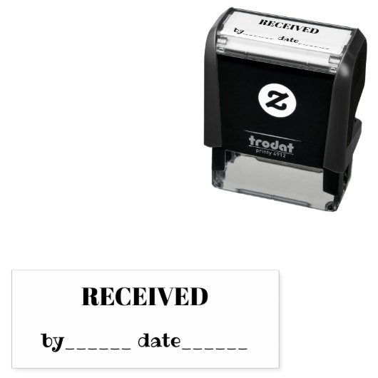 ERHALTEN Name und Datum Schwarz Tinte Geschäft Permastempel (Beispiel)