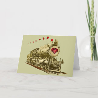 Erhalten Sie an Bord der Liebezug Valentines-Karte Feiertagskarte