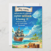 Erhalten Sie coole niedliche Schwimmbadschiff Pira Einladung (Vorderseite)