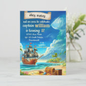 Erhalten Sie coole niedliche Schwimmbadschiff Pira Einladung (Stehend Vorderseite)