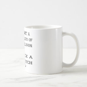 Erhalten Sie eine Geschmack-Religion lecken eine Kaffeetasse