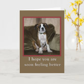 Erhalten Sie gut, Boxerwelpe Karte (Gelbe Blume)