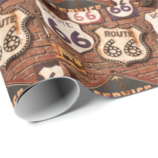 Erhalten Sie Ihre Tritte auf Weg 66 Geschenkpapier (Rolleneckpunkt)