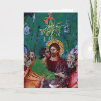 Erhalten Sie nicht unter dem Mistelzweig gefangen Feiertagskarte