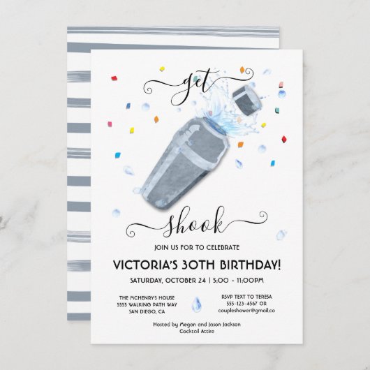 Erhalten Sie Shook Cocktail Shaker Party Einladung (Vorne/Hinten)