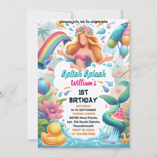 Erhalten Sie Wasserpark Cool Sommer Splash Pad 1.  Einladung (Vorderseite)