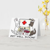 Erhalten Sie wohle bald Frettchenkarte Karte (Gelbe Blume)