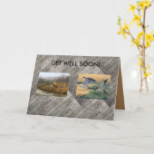 Erhalten Sie wohle bald Karte mit Rotwild und (Gelbe Blume)