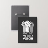 Erhebe Deine Stimme 3 W Button (Vorderseite/Rückseite)