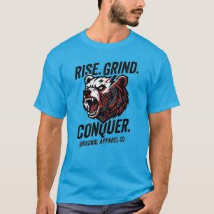 Erhebe dich Schleife Bezwinge Bär Motivation Vorne T-Shirt