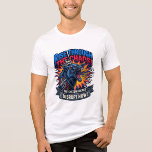 Erhebe dich über das Chaos Cybernetischer Wolf Gra Tri-Blend Shirt