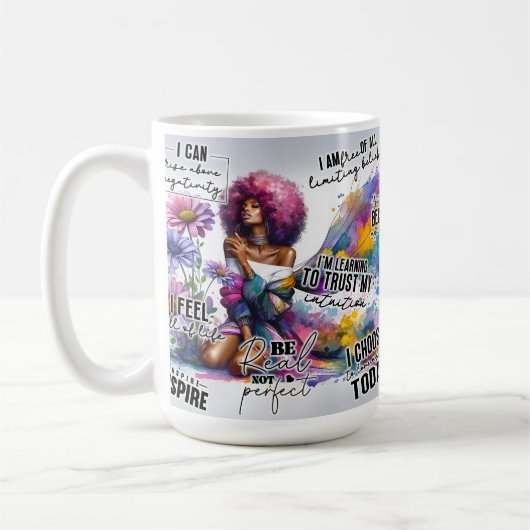 Erhebe dich über negative Affirmation Kaffeetasse (Links)