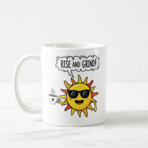 Erhebe dich und mahle – Farbige Kaffee-Sonne-Zitat Kaffeetasse