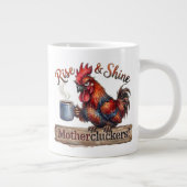 Erhebe dich und strahle, grumpy Hahn, lustiger Mor Jumbo-Tasse (Rechts)