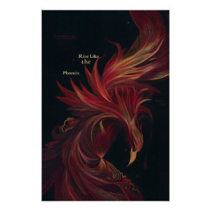 Erhebe dich wie der Phönix Goldene Linienkunst Poster