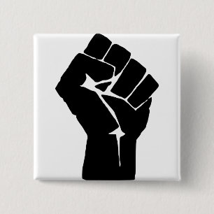 Erhobene schwarze Faust - Widerstand Protest Button