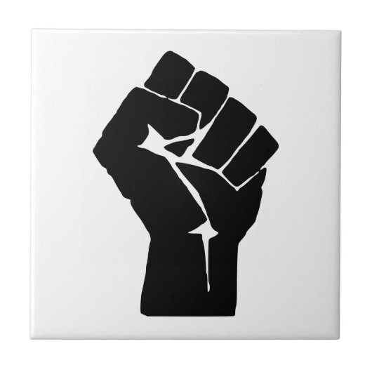 Erhobene schwarze Faust - Widerstand Protest Fliese (Vorderseite)