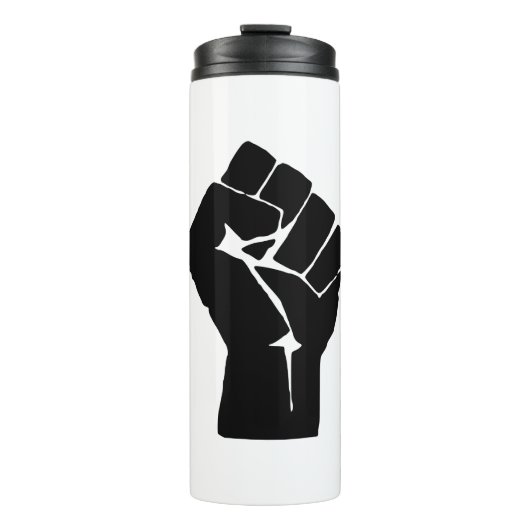 Erhobene schwarze Faust - Widerstand Protest Thermosbecher (Vorderseite)