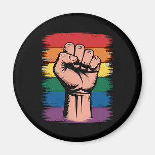 Erhobener Faust Stolz Regenbogen LGBTQ Unterstützu Magnet