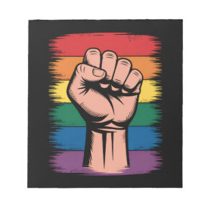 Erhobener Faust Stolz Regenbogen LGBTQ Unterstützu Notizblock