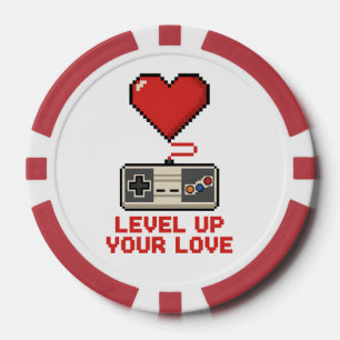 Erhöhe Deine Liebe, Retro-Pixel-Gaming-Design Pokerchips