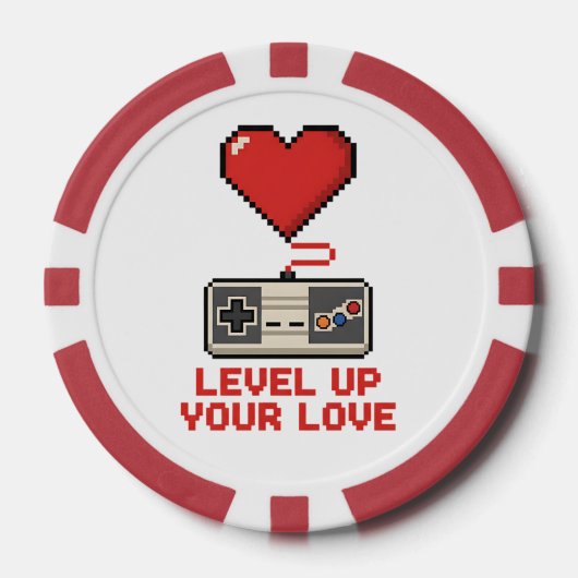 Erhöhe Deine Liebe, Retro-Pixel-Gaming-Design Pokerchips (Vorderseite)