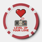 Erhöhe Deine Liebe, Retro-Pixel-Gaming-Design Pokerchips (Rückseite)