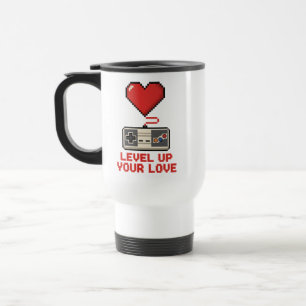 Erhöhe Deine Liebe, Retro-Pixel-Gaming-Design Reisebecher