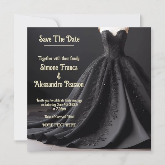 Erhöhen Sie Ihr Bridal-Thema mit Schwarz muffiger Ankündigung (Vorderseite)