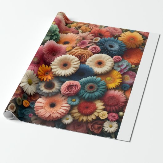 Erhöhen Sie Ihre Raumfarbe Gerbera Daisy Floral Geschenkpapier (Ungerollt)