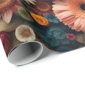 Erhöhen Sie Ihre Raumfarbe Gerbera Daisy Floral Geschenkpapier (Rolleneckpunkt)