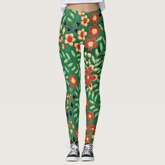 Erhöhen Sie Ihre Vibes mit grüner japanischer Blüt Leggings (Vorderseite)