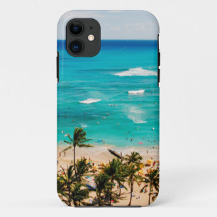 Erhöhte Ansicht der Waikiki-Strandszene, Honolulu  Case-Mate iPhone Hülle